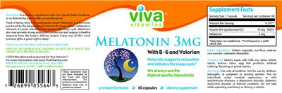 Photo of the Viva Vitamins Melatonin 3 mg label