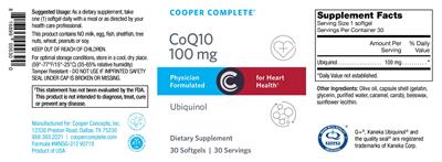 Photo of the Cooper Complete CoQ10 100 mg label