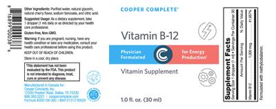 Photo of the Cooper Complete Vitamin B-12 label