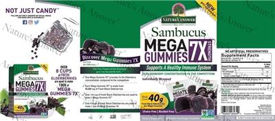 Photo of the Nature's Answer Sambucus Mega Gummies 7X Strength Alcohol-Free label