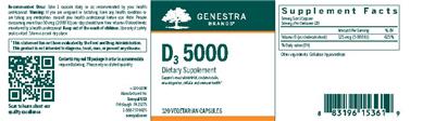 Photo of the Genestra Brands D3 5000 label