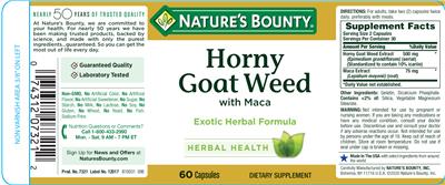 Photo of the Nature's Bounty Horny Goat Weed with Maca label