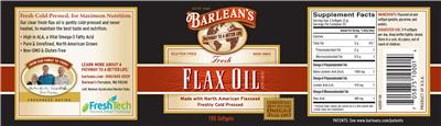 Photo of the Barlean's Fresh Flax Oil label
