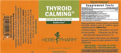 Photo of the Herb Pharm Thyroid Calming label