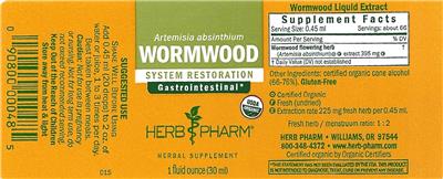 Photo of the Herb Pharm Wormwood label