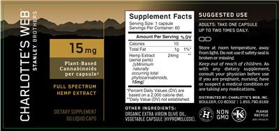 Photo of the Charlotte's Web Stanley Brothers Full Spectrum Hemp Extract label