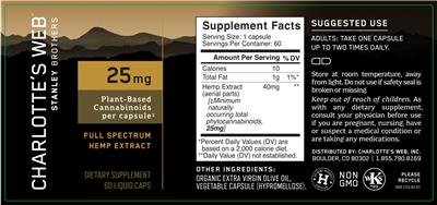 Photo of the Charlotte's Web Stanley Brothers Full Spectrum Hemp Extract label