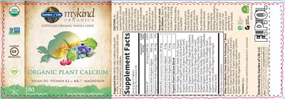 Photo of the Garden of Life MyKind Organics Organic Plant Calcium label