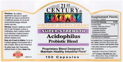 Photo of the 21st Century Acidophilus Probiotic Blend label
