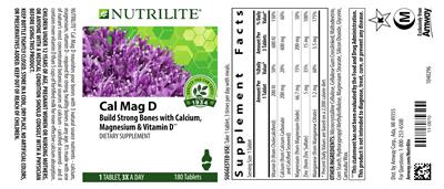 Photo of the Nutrilite Cal Mag D label