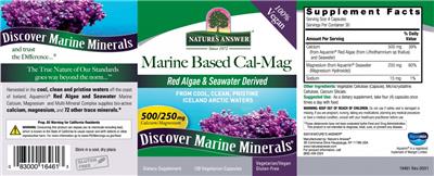 Photo of the Nature's Answer Marine Based Cal-Mag 500/250 mg label