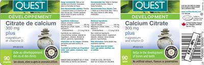 Photo of the Quest Calcium Citrate 300 mg Plus Magnesium And Vitamin D label