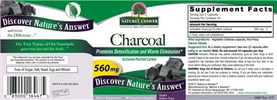Photo of the Nature's Answer Charcoal 560 mg label