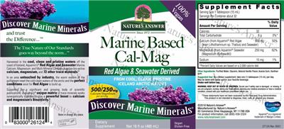 Photo of the Nature's Answer Marine Based Cal-Mag 500/250 mg label