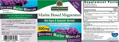 Photo of the Nature's Answer Marine Based Magnesium 500 mg Vanilla Cream Flavored label