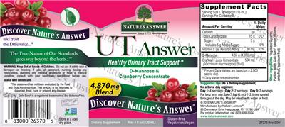 Photo of the Nature's Answer UT Answer label