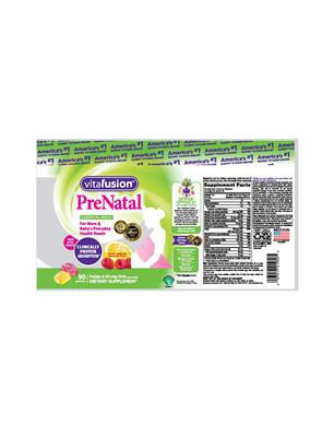 Photo of the vitafusion PreNatal Natural Raspberry Lemonade Flavor label