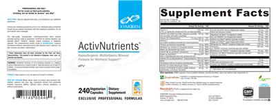 Photo of the XYMOGEN ActivNutrients label