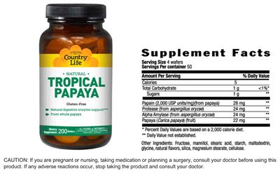 Photo of the Country Life Natural Tropical Papaya label