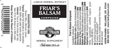 Photo of the Herb Pharm Friar's Balsam Compound label