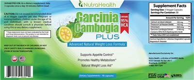 Photo of the NutraHealth Garcinia Cambogia Plus label
