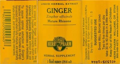 Photo of the Herb Pharm Ginger label