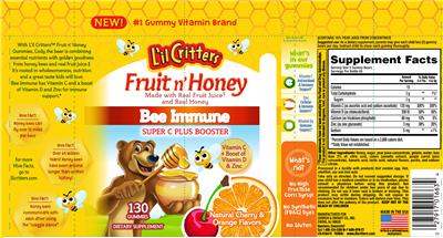 Photo of the L'il Critters Fruit n' Honey Bee Immune Super C Plus plus Booster label