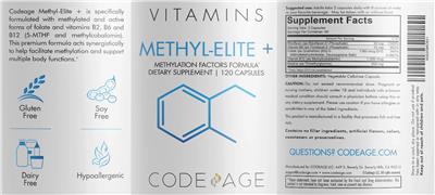 Photo of the Codeage Methyl-Elite+ label