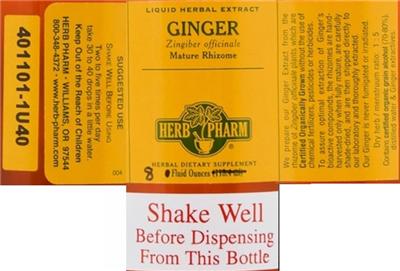 Photo of the Herb Pharm Ginger label