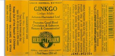 Photo of the Herb Pharm Ginkgo label