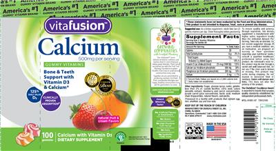 Photo of the vitafusion Calcium 500 mg label