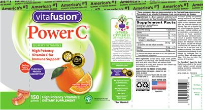 Photo of the vitafusion Power C Natural Orange Flavor label