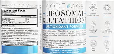 Photo of the Codeage Liposomal Glutathione label