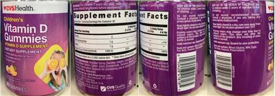 Photo of the CVS Health Children's Vitamin D Gummies label