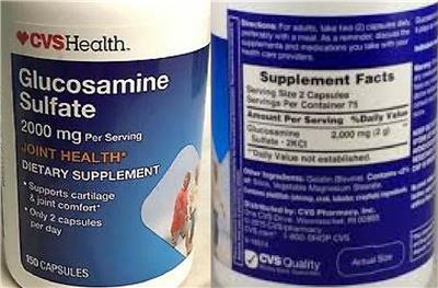 Photo of the CVS Health Glucosamine Sulfate 2000 mg label