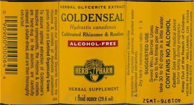 Photo of the Herb Pharm Goldenseal Alcohol-Free label