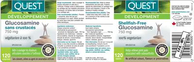 Photo of the Quest Shellfish-Free Glucosamine 750 mg label
