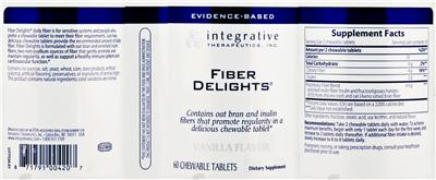 Photo of the Integrative Therapeutics Fiber Delights Vanilla Flavor label