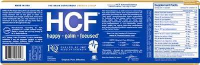 Photo of the HCF Happy, Calm, Focused HCF Happy, Calm, Focused F&Q Regular Strength label