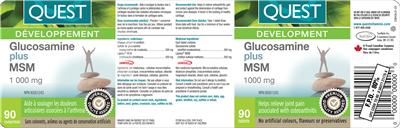 Photo of the Quest Glucosamine Plus MSM 1000 mg label