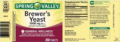 Product label for Brewer's Yeast 1000 mg