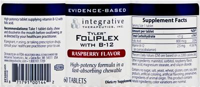 Photo of the Integrative Therapeutics Foliplex with B-12 Raspberry Flavor label