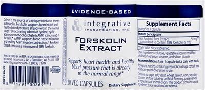 Photo of the Integrative Therapeutics Forskolin Extract label