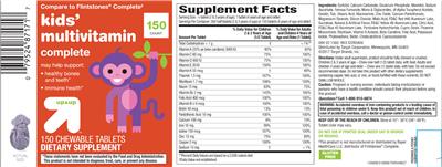 Photo of the up&up Kids' Multivitamin Complete label