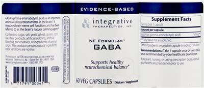 Photo of the Integrative Therapeutics GABA label