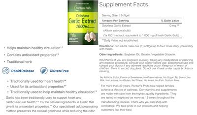 Odorless Garlic Extract 1000 mg