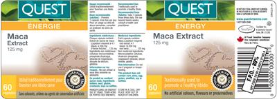 Photo of the Quest Maca Extract 125 mg label