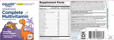 Photo of the Equate Children's Complete Multivitamin label