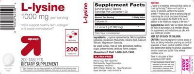 Photo of the up&up L-Lysine 1000 mg label