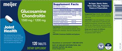 Photo of the Meijer Glucosamine Chondroitin 1500 mg / 1200 mg label